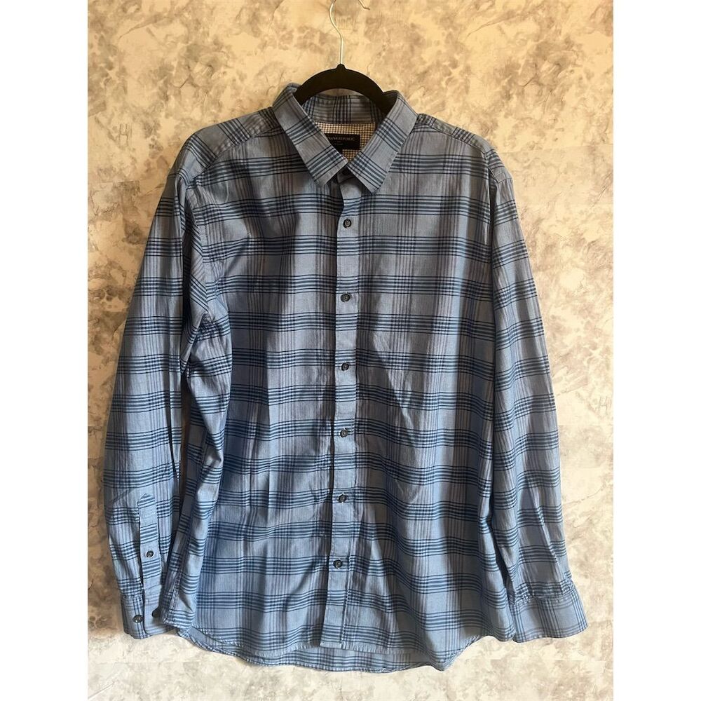 Banana Republic Men's XL Blue Plaid‎ Long Sleeve Button-Up Shirt